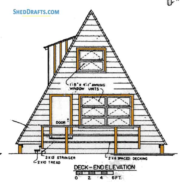 24x24 A Frame Shed Plans Blueprints 06 Deck End Elevation