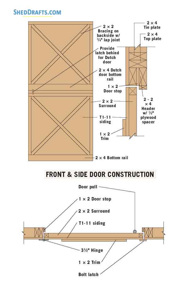 10x12 Greenhouse Saltbox Garden Shed Plans Blueprints 12 Door Trim