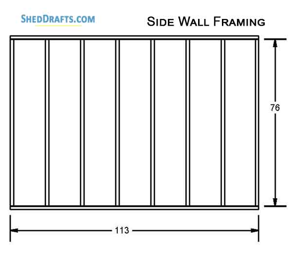 10x20 Saltbox Storage Shed Diy Plans Blueprints 09 Side Wall Framing