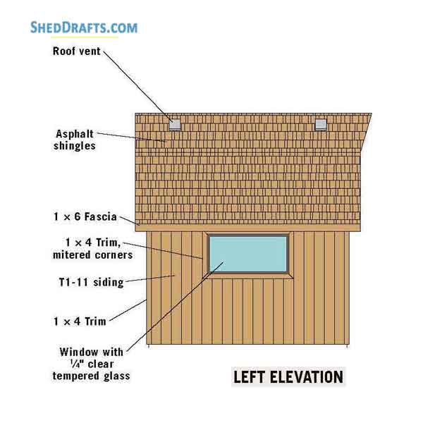 12x12 Gambrel Barn Shed Plans Blueprints 07 Left Elevations