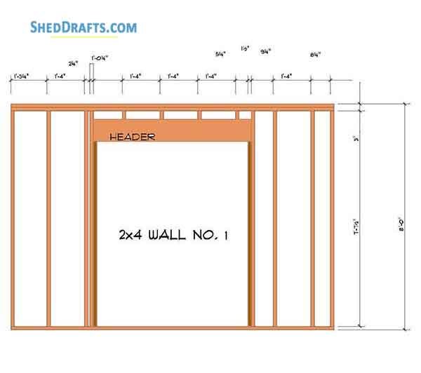 12x12 Hip Roof Storage Shed Plans Blueprints 08 Front Wall Frame