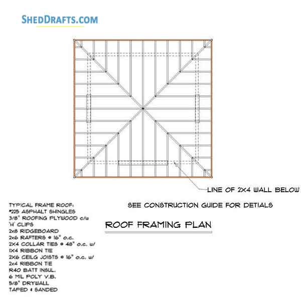 12x12 Hip Roof Storage Shed Plans Blueprints 10 Roof Framing Plan