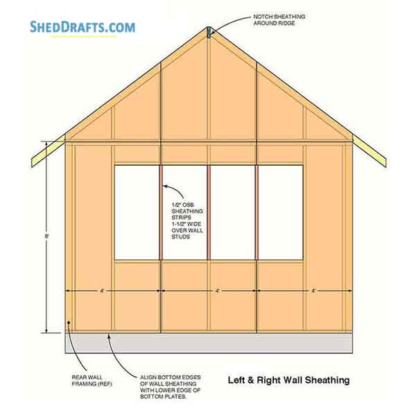 12x16 Gable Storage Shed Building Plans Blueprints 07 Side Walls Sheathing