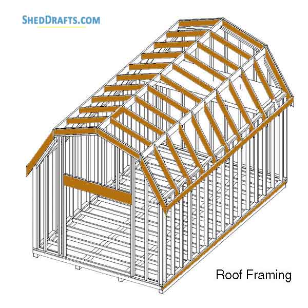 12x20 Gambrel Barn Shed Building Plans Blueprints 07 Roof Framing