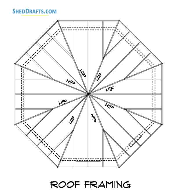18x18 Octagon Shed Crafting Plans Blueprints 09 Roof Framing