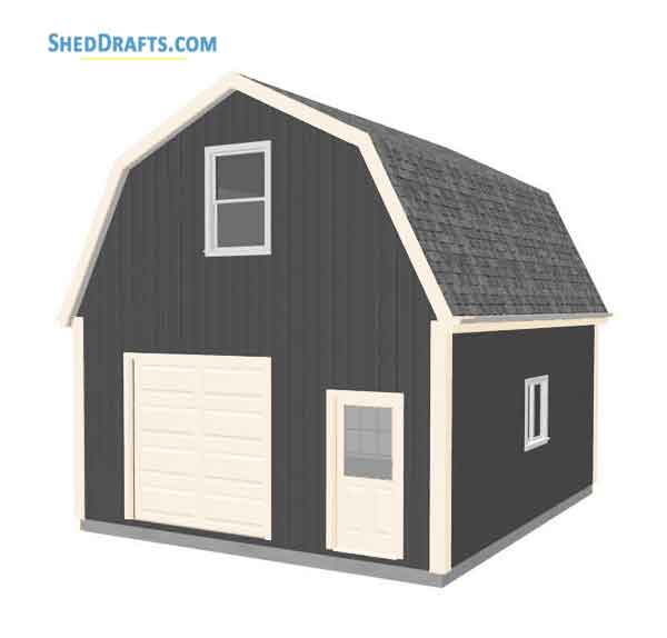 20x24 Gambrel Roof Barn Shed Plans Blueprints 01 Building Section