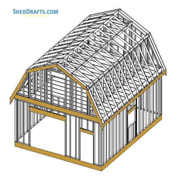20x24 Gambrel Roof Barn Shed Plans Blueprints 12 Roof Framing