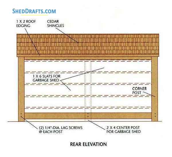 3x6 Lean To Firewood Shed Plans Blueprints 06 Rear Elevation