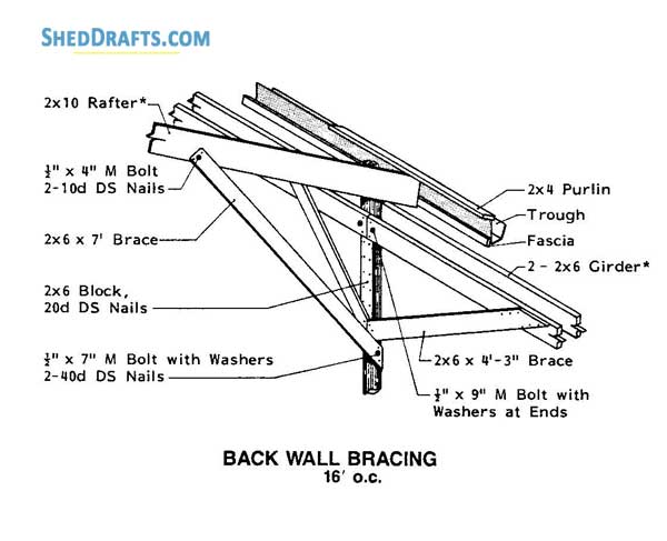 42x64 Pole Barn Plans Blueprints 04 Back Wall Bracing