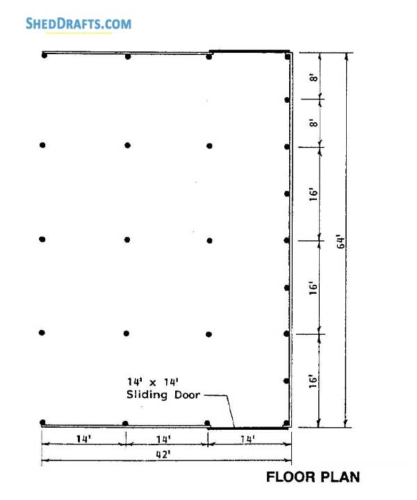 42x64 Pole Barn Plans Blueprints 05 Floor Plan