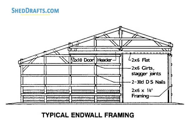 42x64 Pole Barn Plans Blueprints 06 Endwall Framing