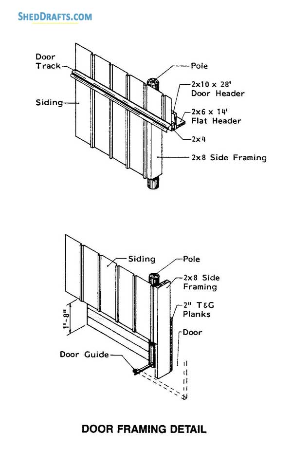 42x64 Pole Barn Plans Blueprints 07 Door Framing