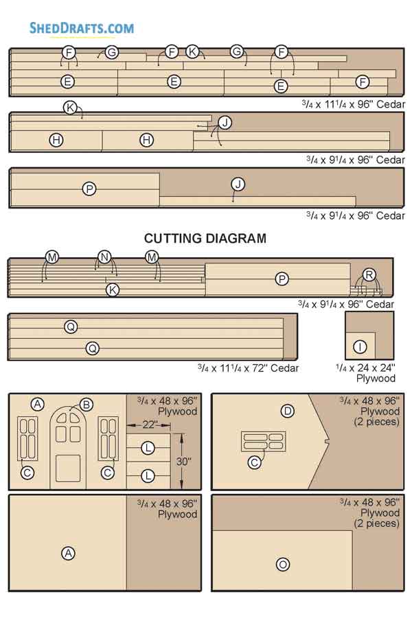 4x5 Playhouse Shed Plans Blueprints 04 Cutting Diagram