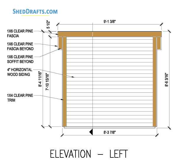 4x8 Lean To Tool Shed Plans Blueprints 03 Left Elevation