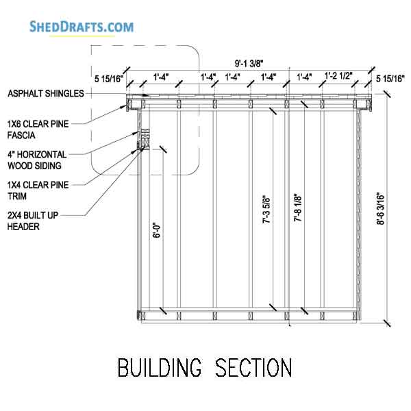 4x8 Lean To Tool Shed Plans Blueprints 11 Building Section Front