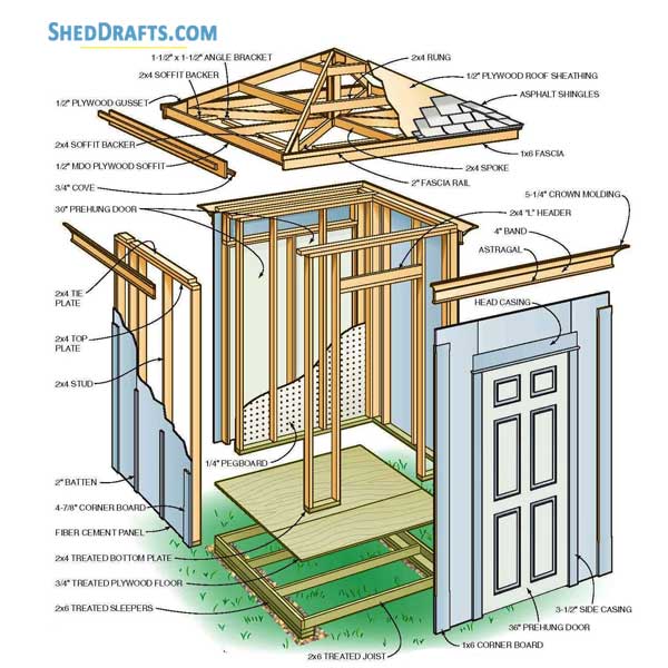 6x6 Hip Roof Shed Plans Blueprints 02 Wall Frame Layout