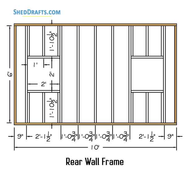8x10 Gable Playhouse Shed Plans Blueprints 06 Back Wall Framing