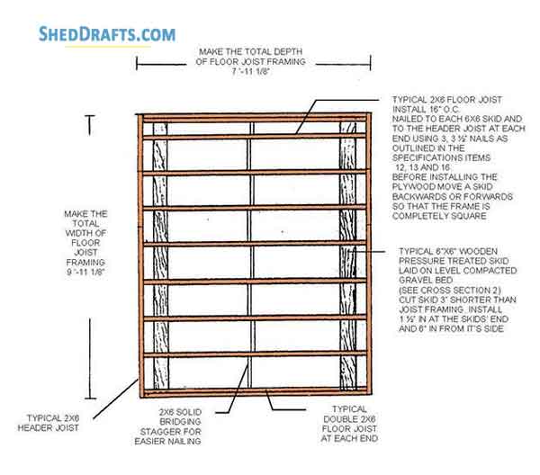 8x10 Lean To Garden Shed Plans Blueprints Storage 05 Floor Frame