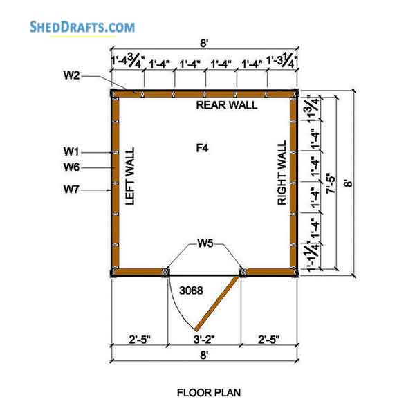 8x8 Lean To Storage Shed Plans Blueprints 02 Floor Plan