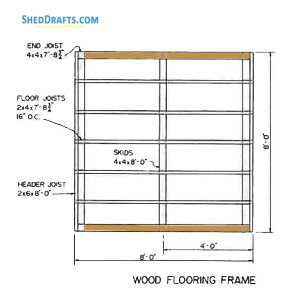 8x8 Lean To Utility Shed Plans Blueprints 03 Floor Framing Plan