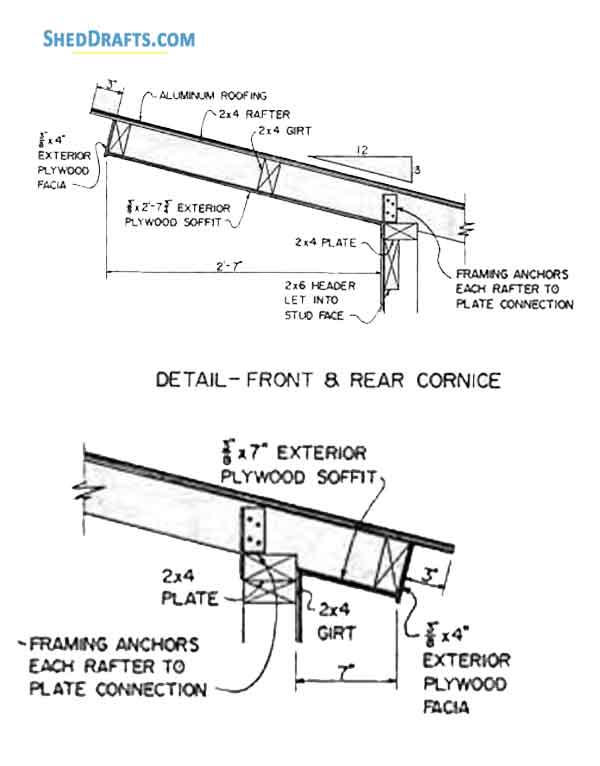 8x8 Lean To Utility Shed Plans Blueprints 09 Cornice Rafter Detail