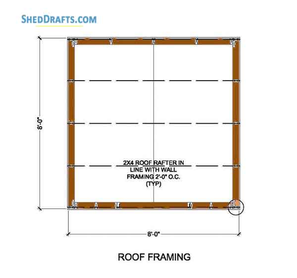 8x8 Storage Shed Plans Blueprints Gable 05 Roof Frame