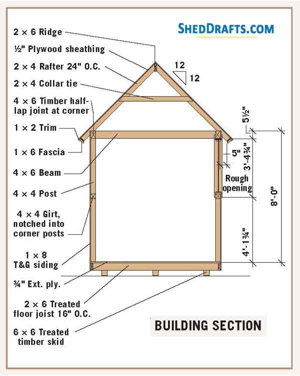 Garden Shed Plans 8x10 Blueprints 07 Building Section