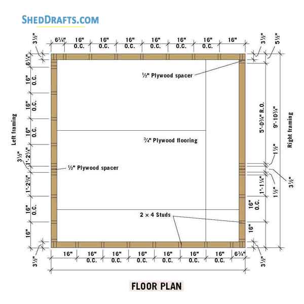 10x10 Clerestory Shed Plans Blueprints 05 Floor Framing Plan