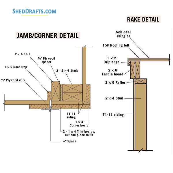 10x10 Clerestory Shed Plans Blueprints 10 Jamb Rake Corner Details