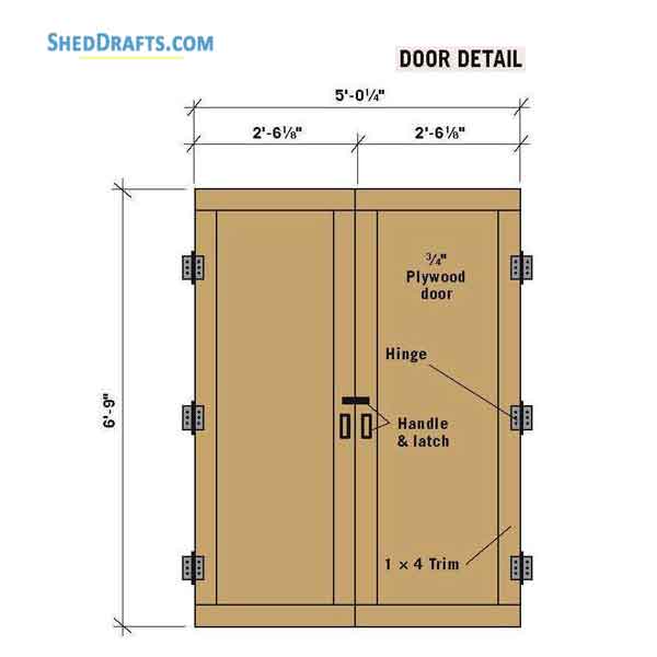10x10 Clerestory Shed Plans Blueprints 11 Door Detail