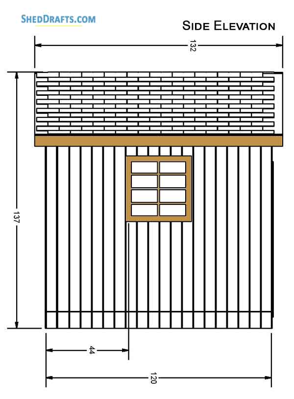 10x10 Gable Garden Storage Shed Plans Blueprints 03 Side Elevation