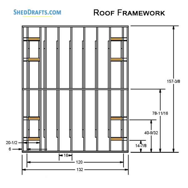 10x10 Gable Garden Storage Shed Plans Blueprints 12 Roof Framing Details