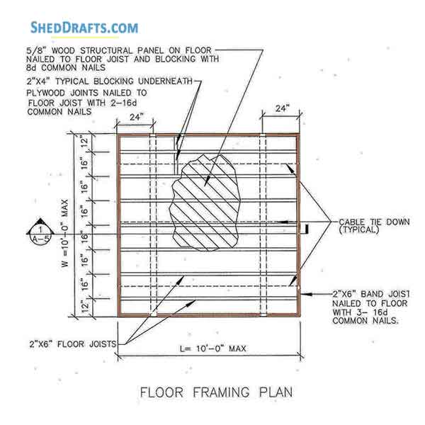 10x10 Gable Shed Framing Plans Blueprints 02 Floor Framing Plan