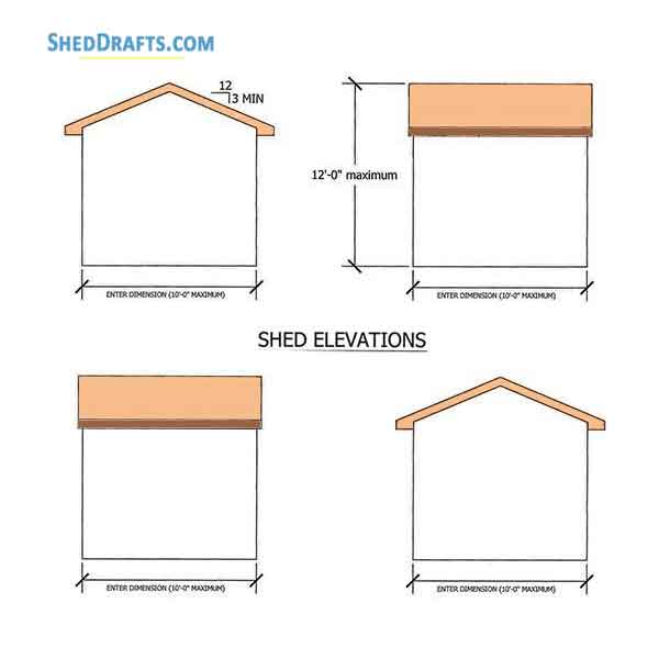 10x10 Gable Shed Framing Plans Blueprints 03 Elevations