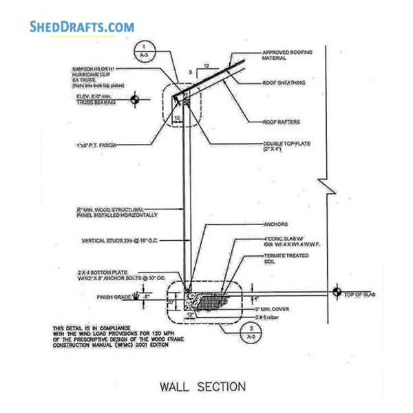 10x10 Gable Shed Framing Plans Blueprints 04 Wall Section