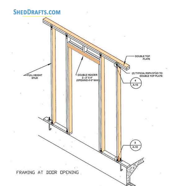 10x10 Gable Shed Framing Plans Blueprints 08 Door Frame