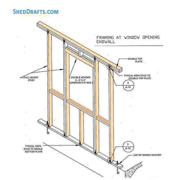 10x10 Gable Shed Framing Plans Blueprints 10 Window Header