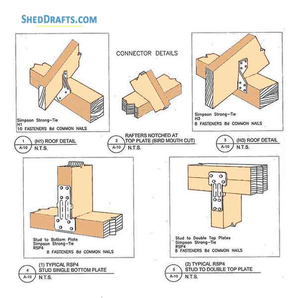 10x10 Gable Shed Framing Plans Blueprints 11 Roof Rafter Stud Detail