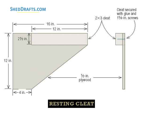 10x10 Gable Storage Shed Plans Blueprints 04 Resting Cleat