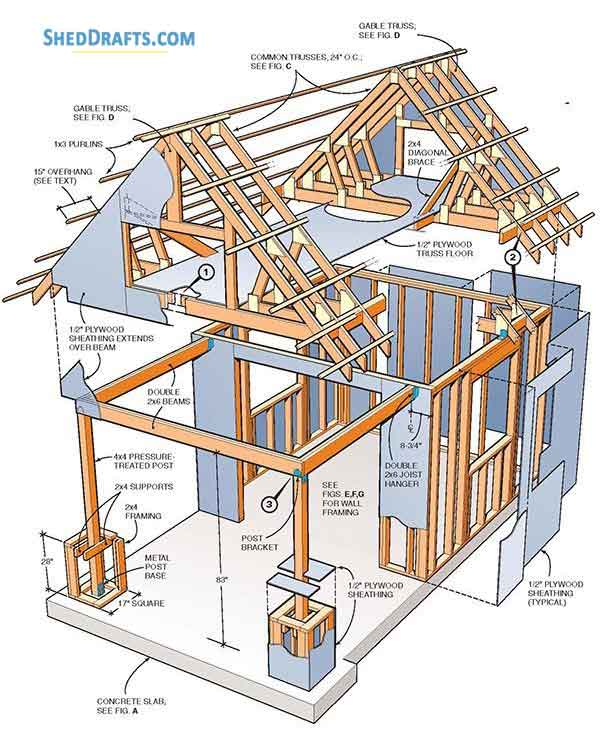 10x10 Storage Shed With Loft Plans Blueprints 01 Building Section