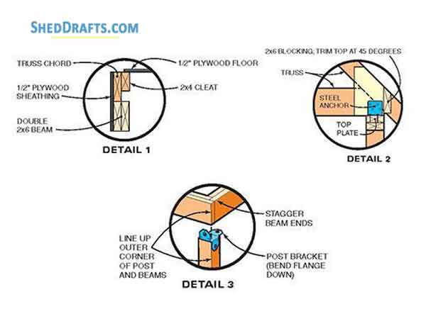 10x10 Storage Shed With Loft Plans Blueprints 02 Post Beam Details
