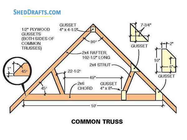 10x10 Storage Shed With Loft Plans Blueprints 07 Common Trusses