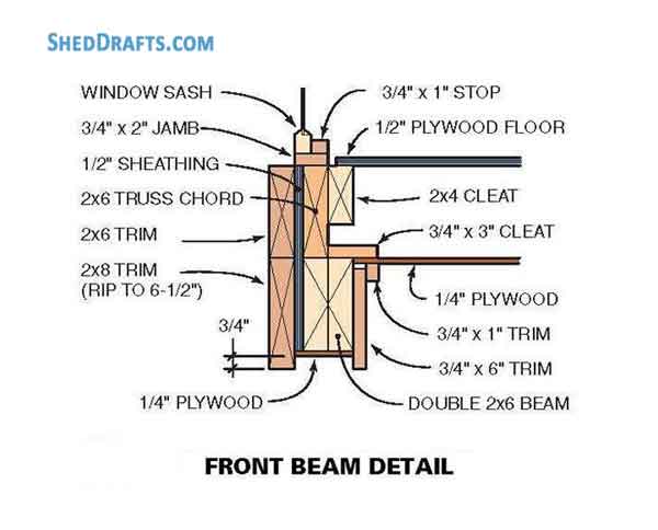10x10 Storage Shed With Loft Plans Blueprints 10 Front Beam Detail