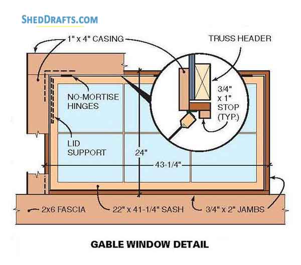 10x10 Storage Shed With Loft Plans Blueprints 13 Gable Window Detail