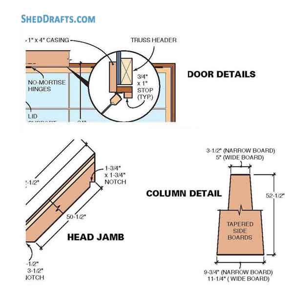 10x10 Storage Shed With Loft Plans Blueprints 16 Door Jamb Column Details