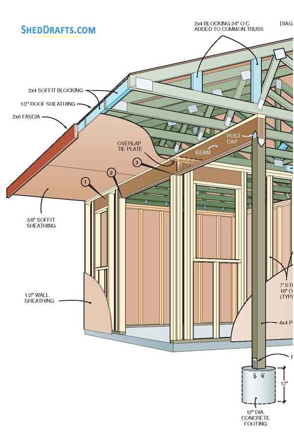 10x12 Backyard Storage Shed Porch Plans Blueprints 01 Elevations Left