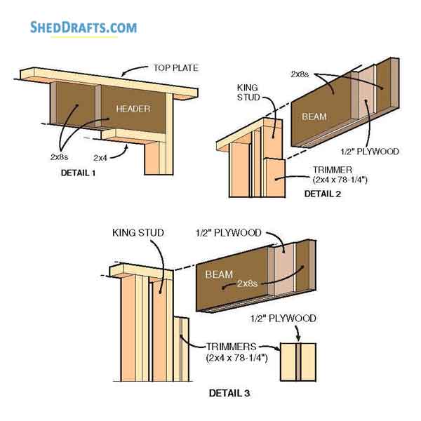 10x12 Backyard Storage Shed Porch Plans Blueprints 04 Wall Framing Details