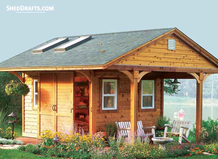 Backyard Storage Shed With Porch Plans, Plans For Garden Sheds With Porches