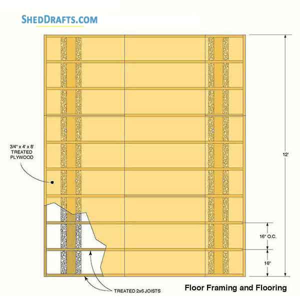 10x12 Gable Garden Shed Plans Blueprints 03 Floor Frame