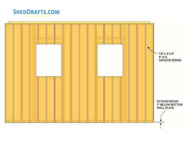10x12 Gable Garden Shed Plans Blueprints 05 Side Wall Siding
